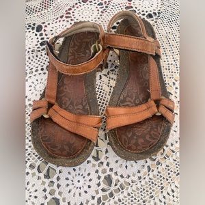 TEVA Tan Ventura Cork Wedge Leather Sandals Shoes Women Size 7